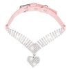 Shiny Rhinestone Pet Suede Soft Love Love Diamond Cat Collar