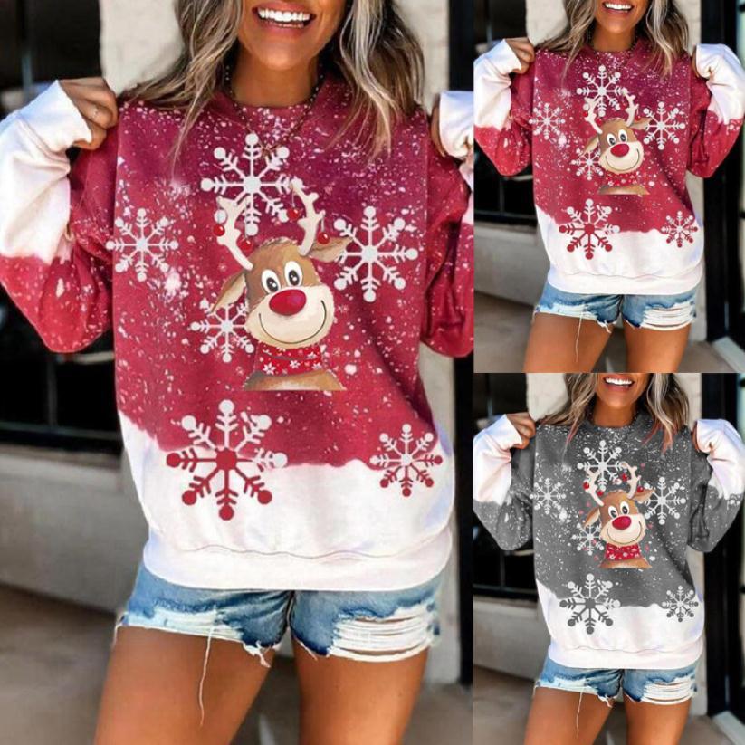 Loose Pullover Print Long-sleeved Round Neck Women's Sweater