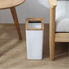 Nordic Rectangle Plastic Wooden Waste Trash Bin With Wooden