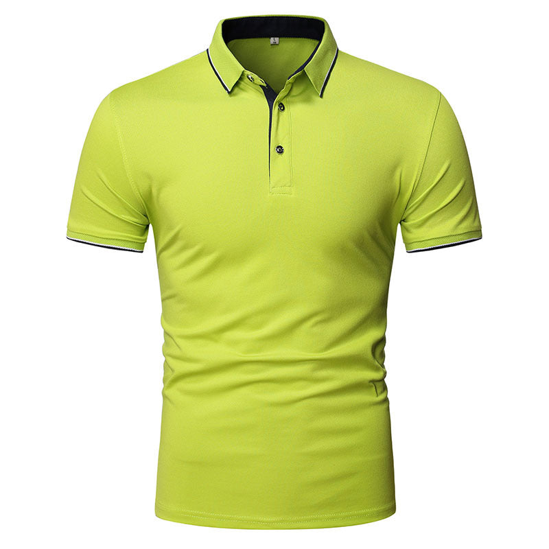 Lapel Men's Top Solid Color Business Short Sleeve