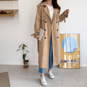 Women's Mid-length Korean Style Loose Spring And Autumn British Windbreaker coat