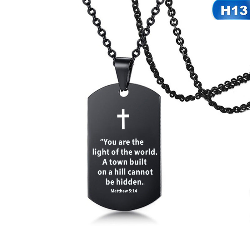 Men's Chain Round Neck Stainless Steel Bible Necklace Boy Gift