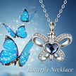 Sterling Silver Butterfly Heart Crystal Urn Necklace Cremation Memory Jewelry for Women Girls