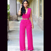 High Waist V-neck Wide-leg Pants Irregular Suit With Belt