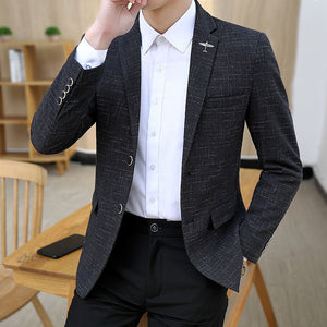 Small Suit Men's Thin Slim-fit Dark Pattern Jacket