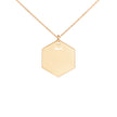 Bynetta Engraved Silver Hexagon Necklace