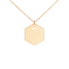 Bynetta Engraved Silver Hexagon Necklace