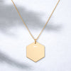 Bynetta Engraved Silver Hexagon Necklace