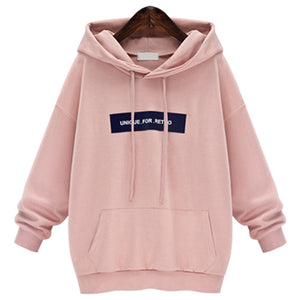 Loose Word Student Hooded Plus Fleece Sweater