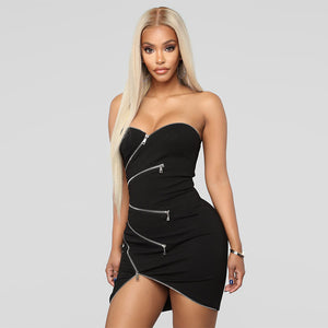 Top Irregular Zipper Dress Women