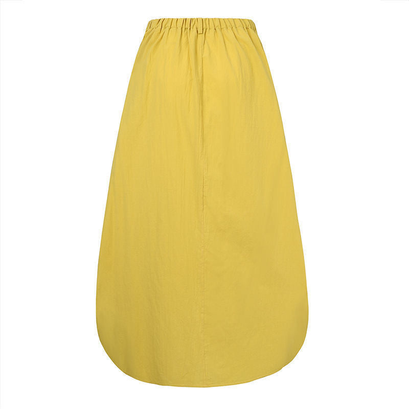 Alpscommerce Half Length Long Cotton And Linen A Line Skirt