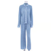 New Autumn And Winter Pleated Shirt  Pleated Trousers Suit