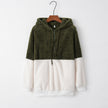 Women's Casual Round Neck Rope Hooded Stitching Sweater Jacket