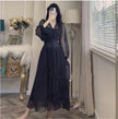 Women's Temperament Fashion V-neck Long-sleeved Waist-skimming Dress