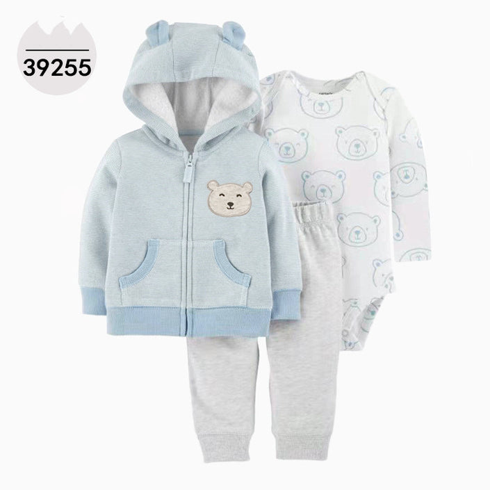 Hooded Long Sleeve Jacket Bodysuit Three Piece Kids' Suit