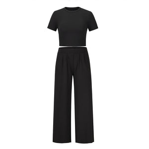 Short Sleeved T Shirt And Trousers Two Piece Suit Women