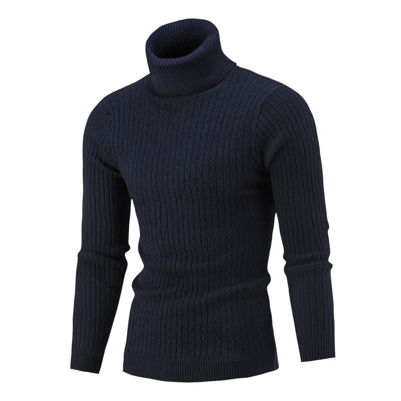 Slim-fit Men's Knitted Turtleneck Solid Color Sweater