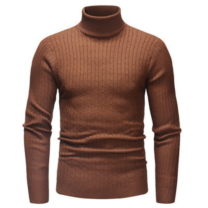 Slim-fit Men's Knitted Turtleneck Solid Color Sweater