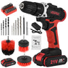 21V Cordless Drill Driver Kit, Lithium-ion Battery/Charger Cleaning Brush