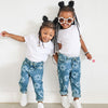 Girls Jeans Kids Fashion Print Denim Long