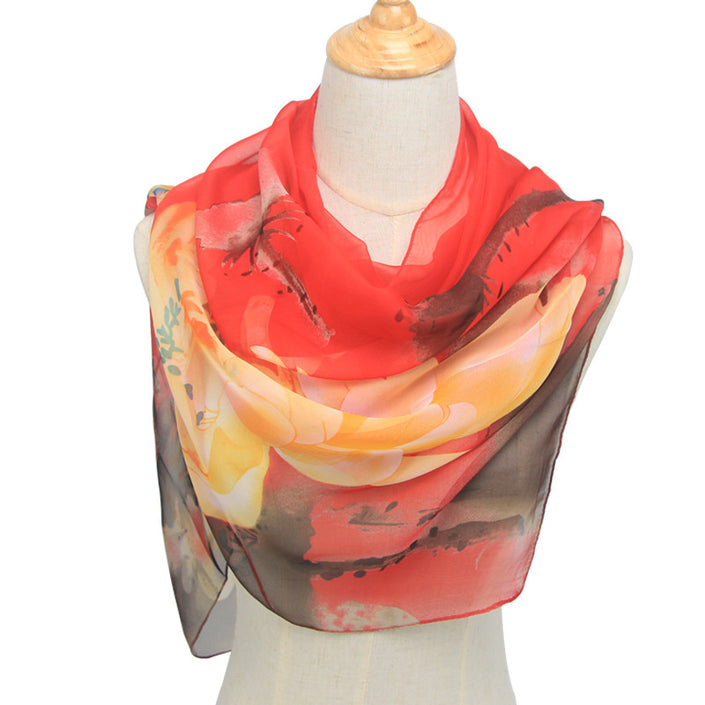 Printed Spring And Summer Sunscreen Thin Scarf Shawl