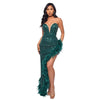 Women's Strapless Backless Sequin Slit Dress