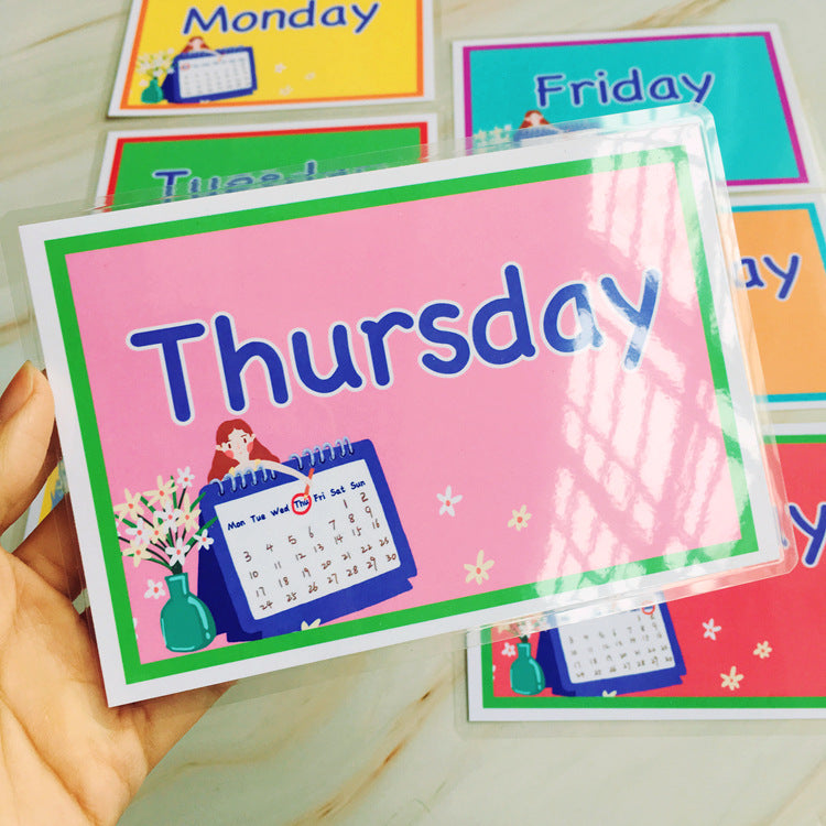 English Card Waterproof Flash Card Sunday Kindergarten Classroom Decoration Teacher's Teaching Aids Word Card